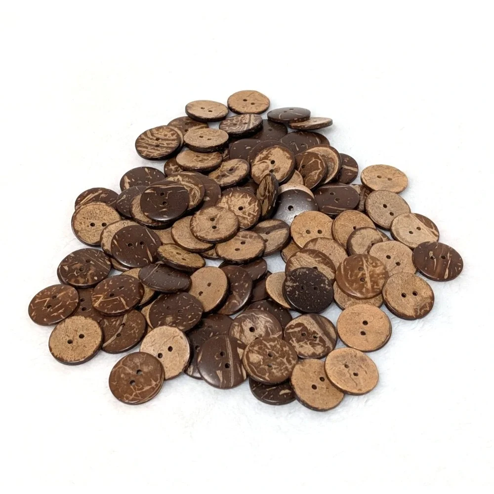 115pc Natural Button Lot Coconut Shell 20mm 32L + Wood Favorite Findings #510
